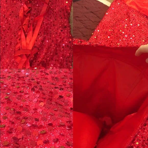 COPY - RED STRAPLESS PROM DRESS. I WILL DO OFFERS… - Picture 3 of 7